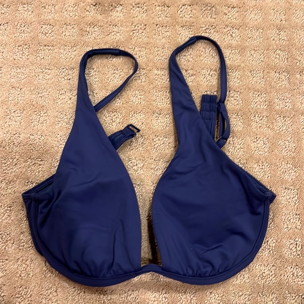 Blue scoop bikini top